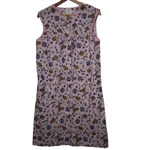 Artistic Creations House Dress Nightgown M Pearl Snap Cat Cats Knitting Pink